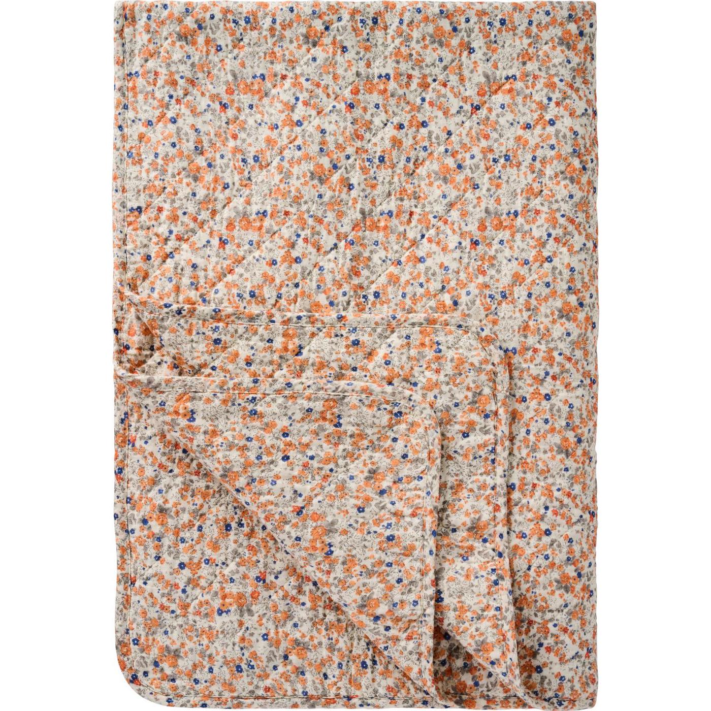 Quiltet teppe Orange og blå blomster