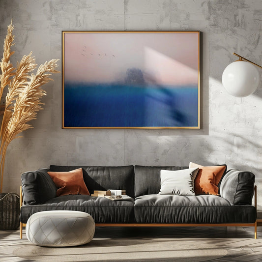 Misty Blue Field Birds 50x70