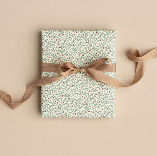 Gift Wrap Berry Branches Blue