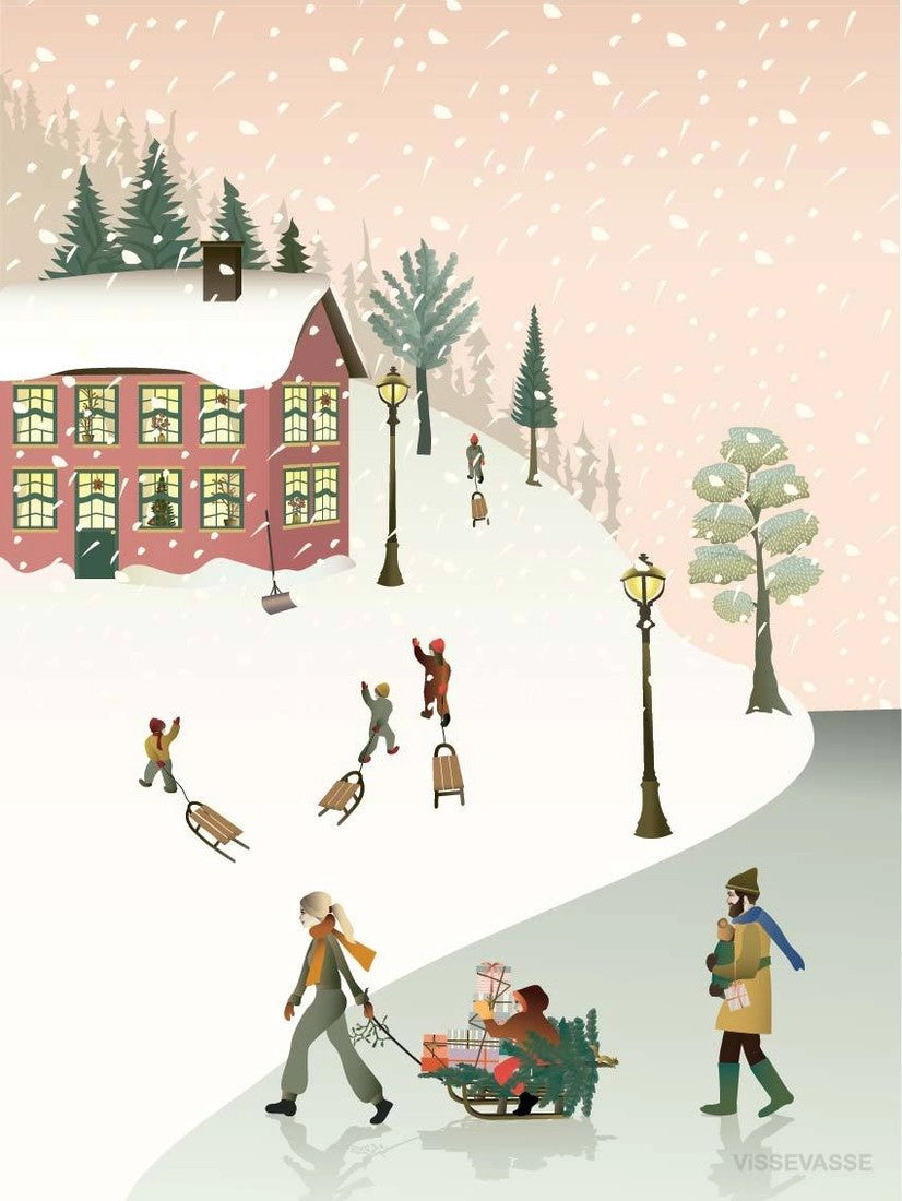 Julekort fra med motiv en koselig dag i desember