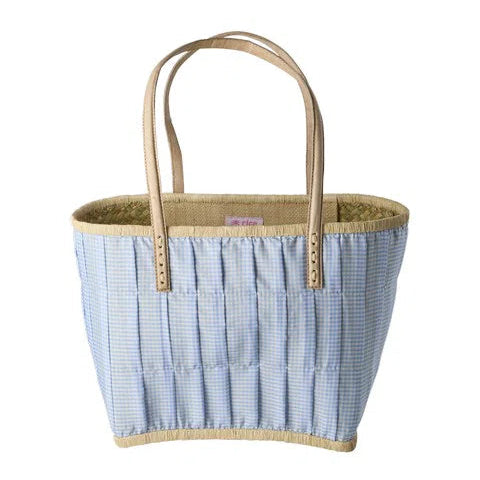 Raffia Bag Blue Vichy Medium