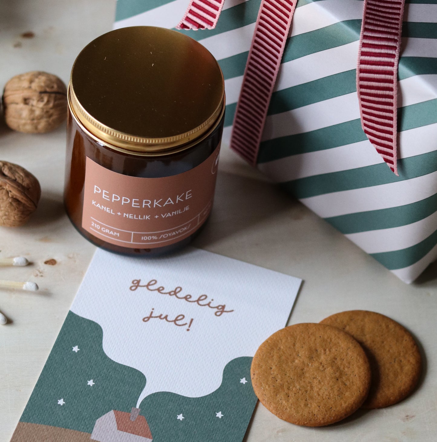 Pepperkake duftlys stort