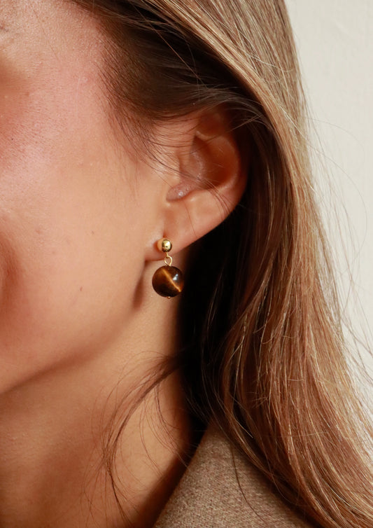 Nora Tiger Eye Jade Earrings