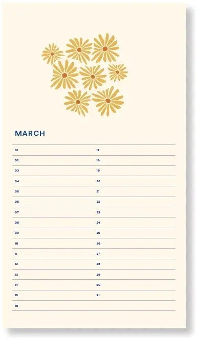 Birthday Calendar Flowers