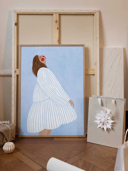 The Woman with blue stripes 50x70
