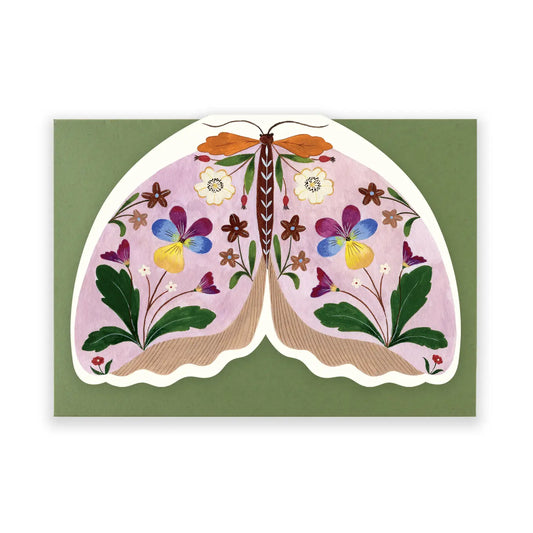 Floral Moth Card Pink