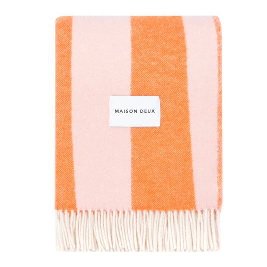Rough Stripe Blanket Pink Carrot