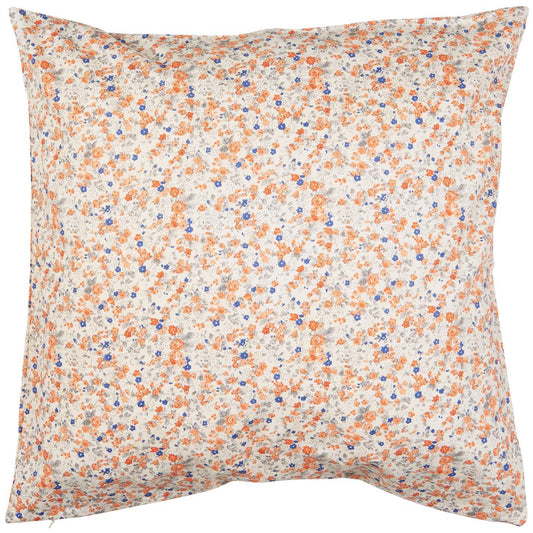 Putetrekk Blå og orange blomster