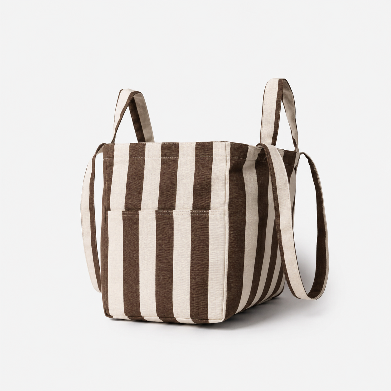 Organic Tote Low Brown Stripes