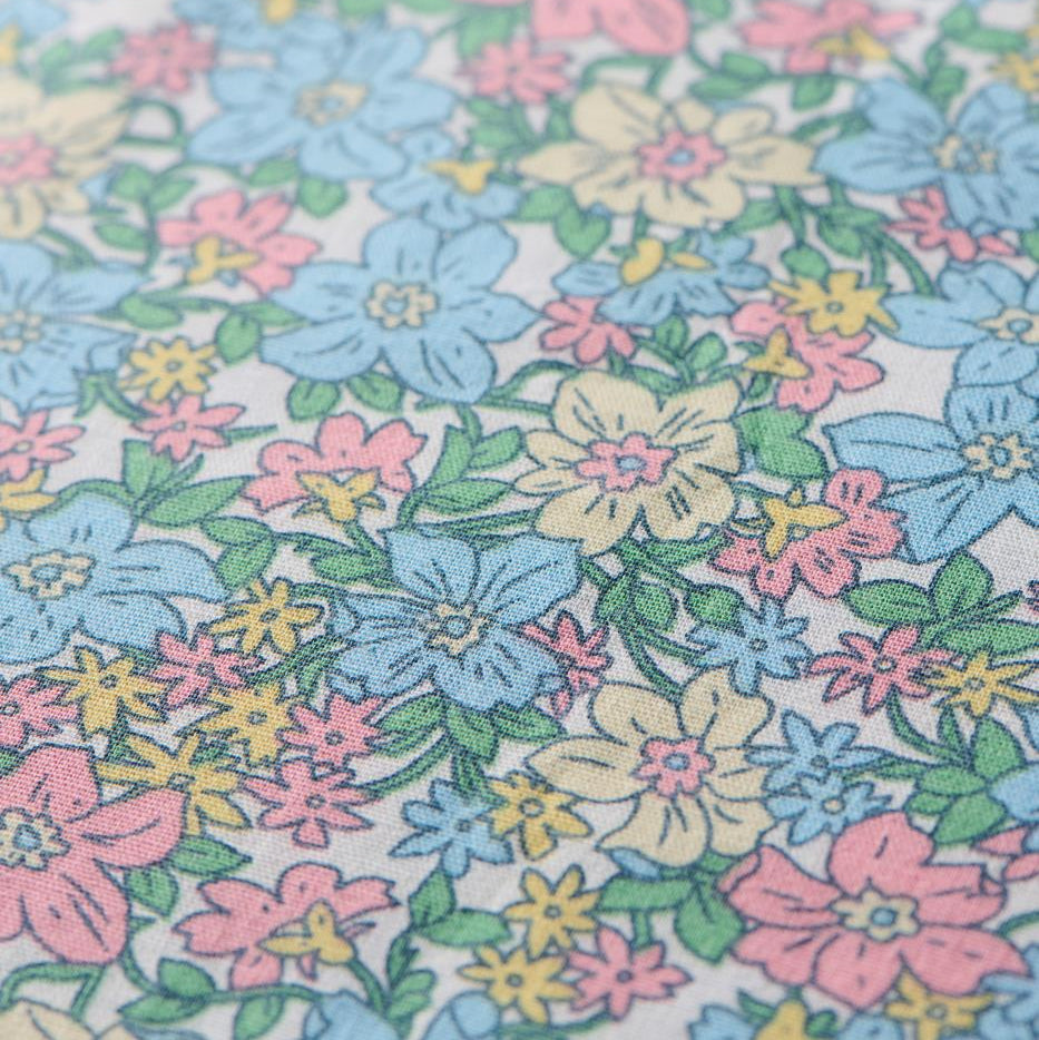 Putetrekk Blå, rosa og gule blomster