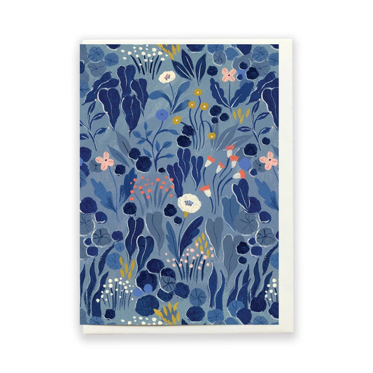 Blue Grey Floral Card