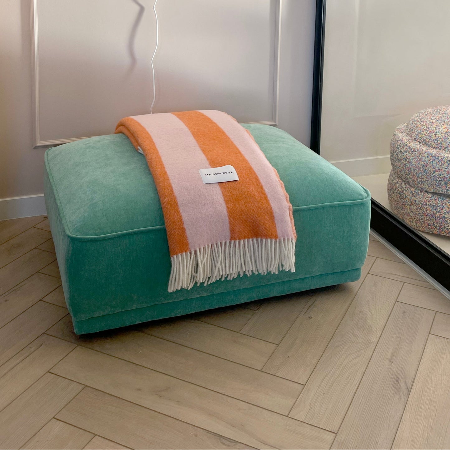 Rough Stripe Blanket Pink Carrot