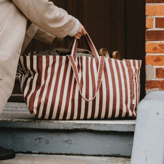 Organic Tote Large Brown Stripes