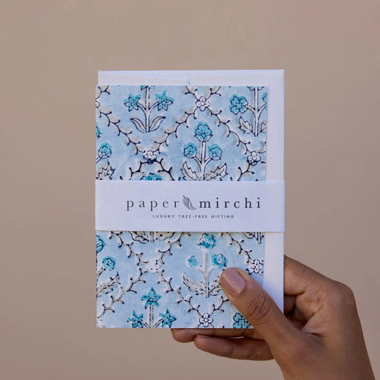 Floral Lattice Blue Card