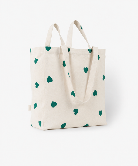 Organic Tote Original Green Hearts