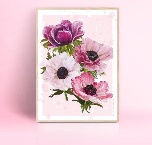 Plakat 30 x 40 Rosa blomster