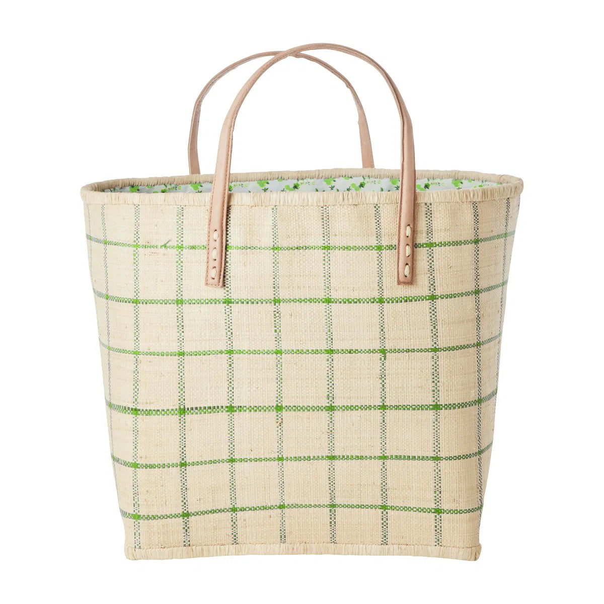 Raffia Bag Green Checkers