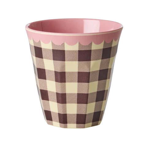 Melamine Cup Brown Chech