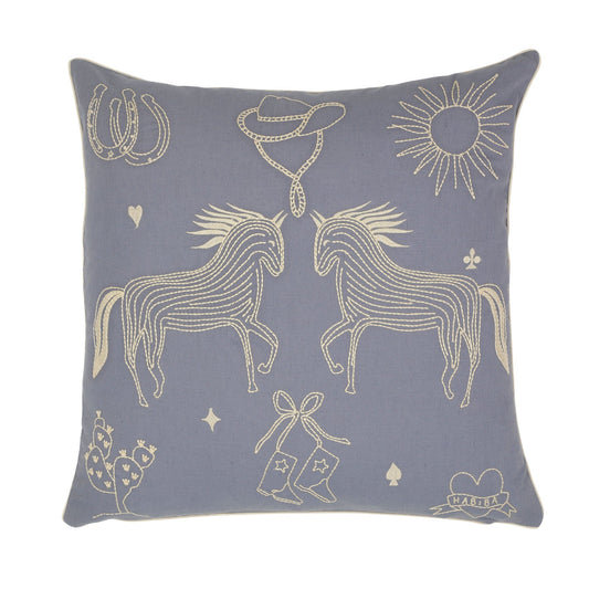 Polly Embroidery Cushion Sea