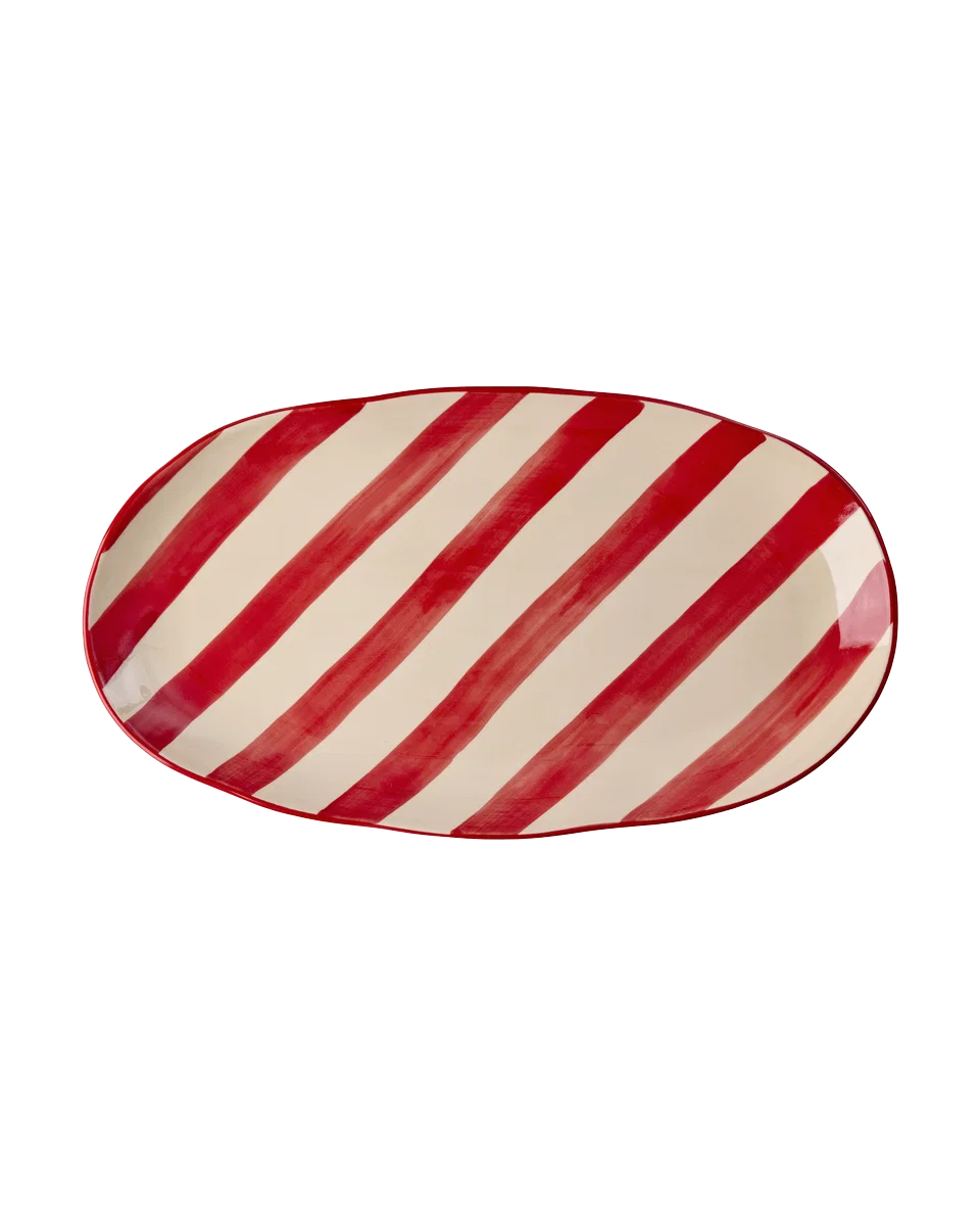 Serving Dish M Red Stripes