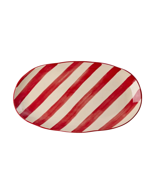 Serving Dish M Red Stripes