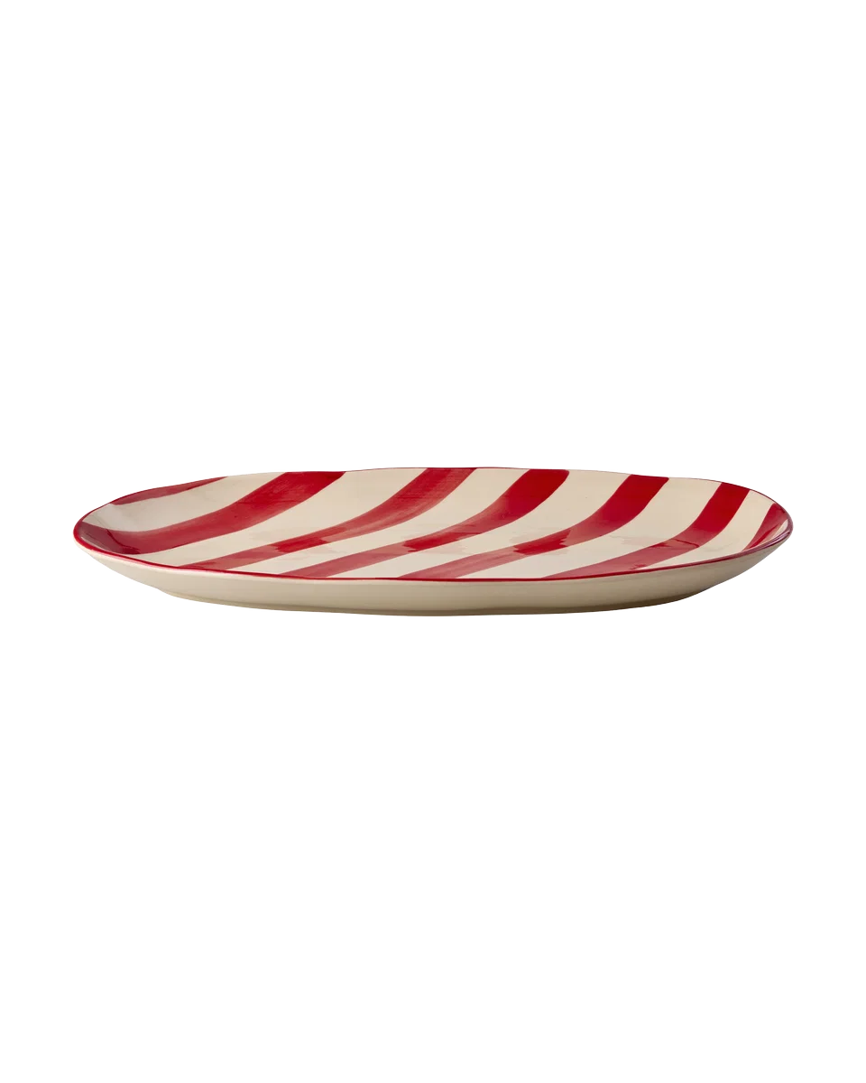 Serving Dish M Red Stripes