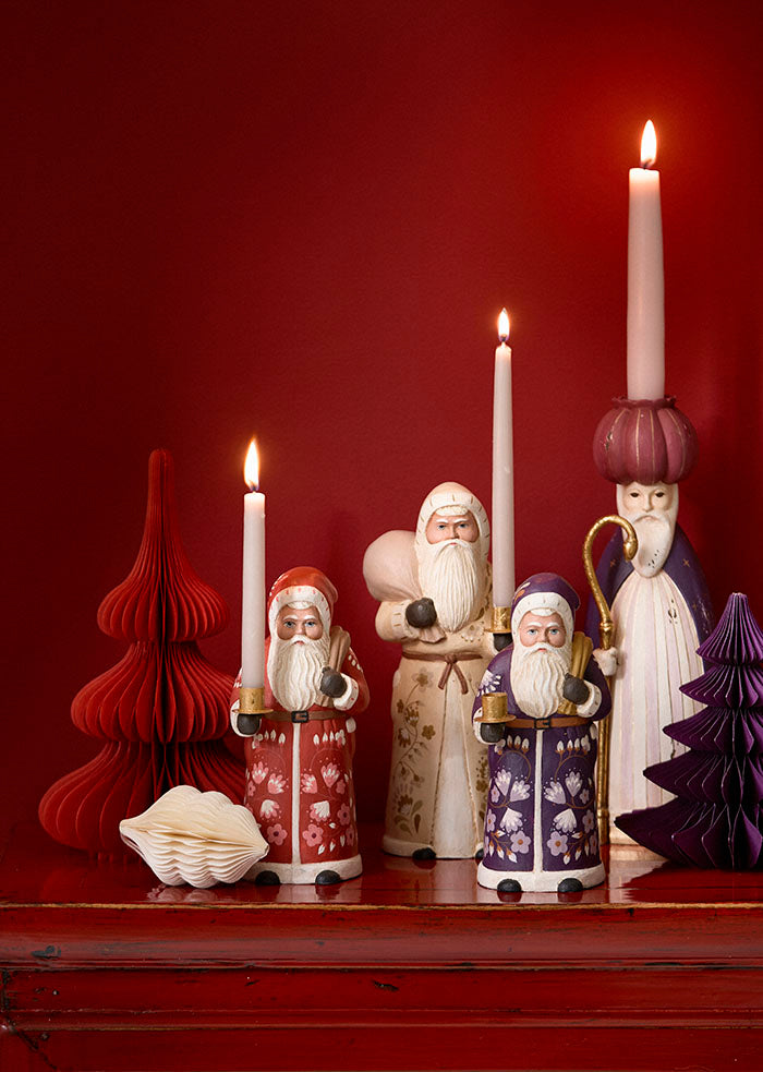 Candle Holder Santa Marigold Red