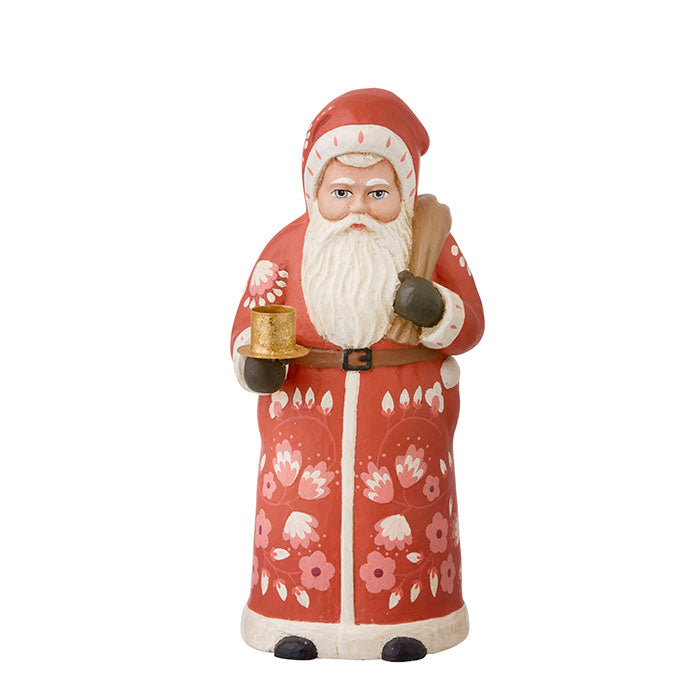 Candle Holder Santa Marigold Red
