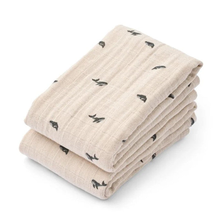 Lewis Muslin Cloth 2 pk Mini Whale