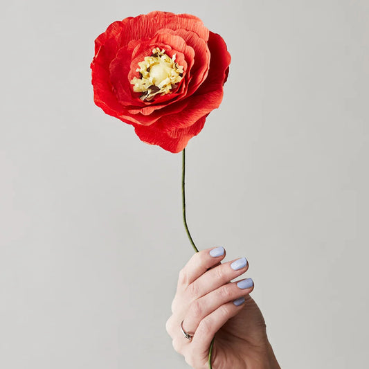 Paper Flower Poppy Red